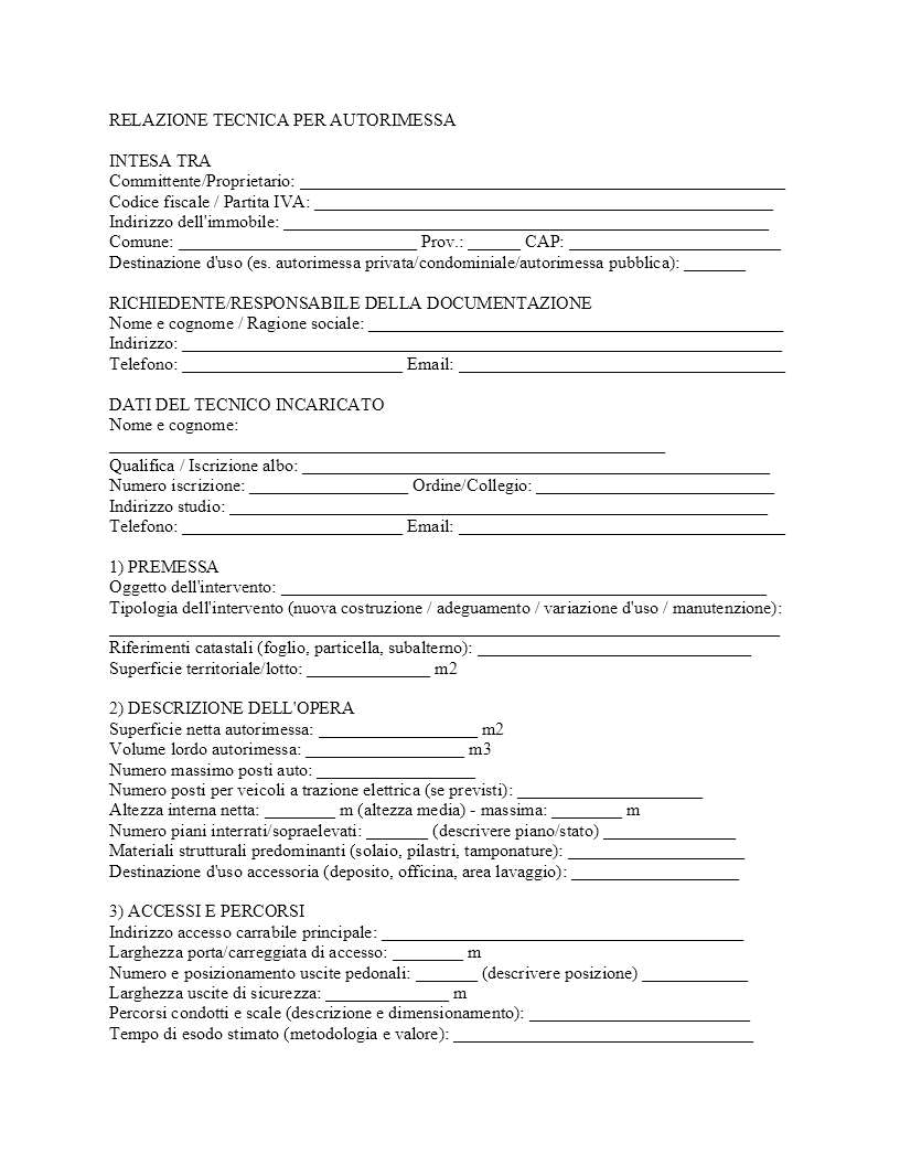 relazione tecnica autorimessa​