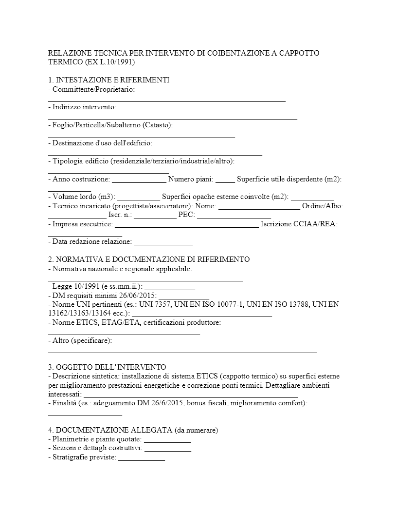 relazione tecnica cappotto termico​