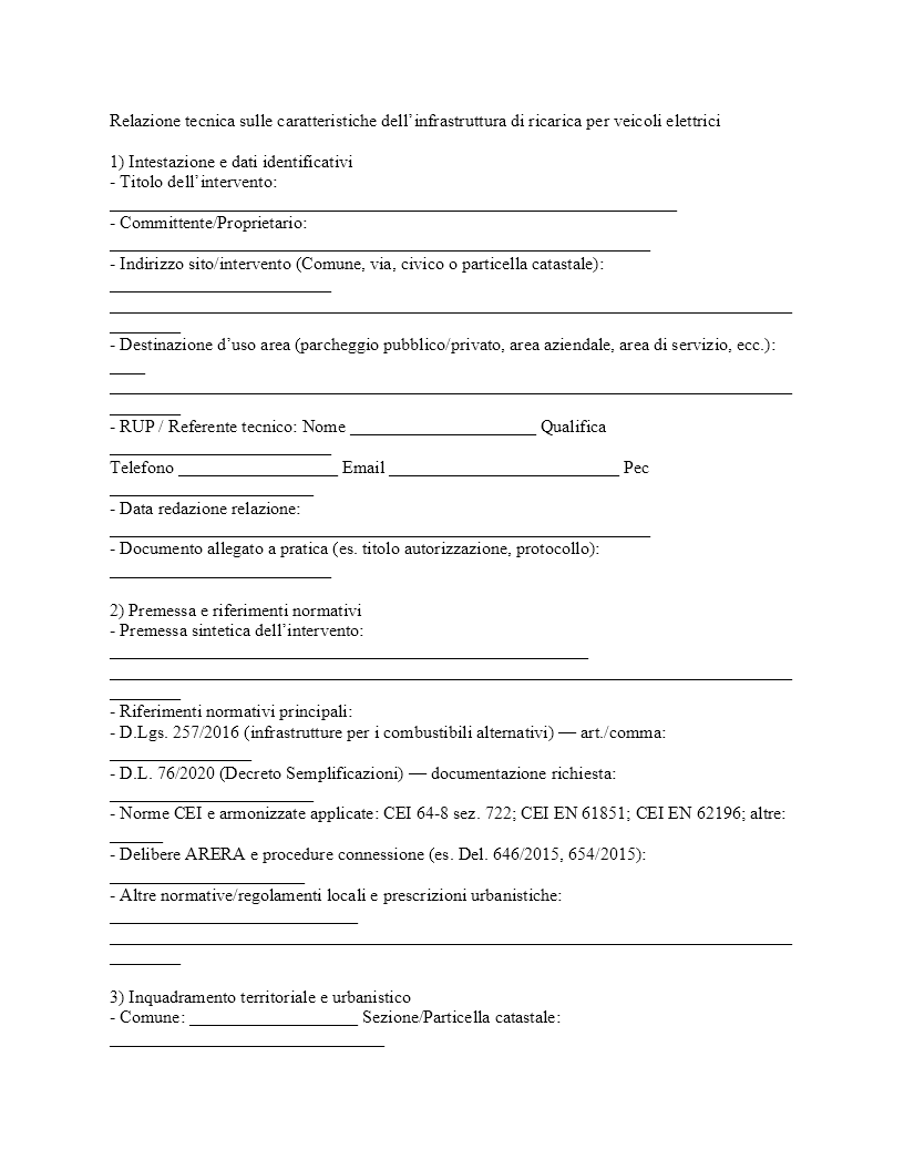 relazione tecnica colonnine di ricarica​