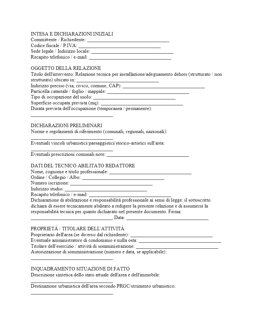 relazione tecnica dehors​