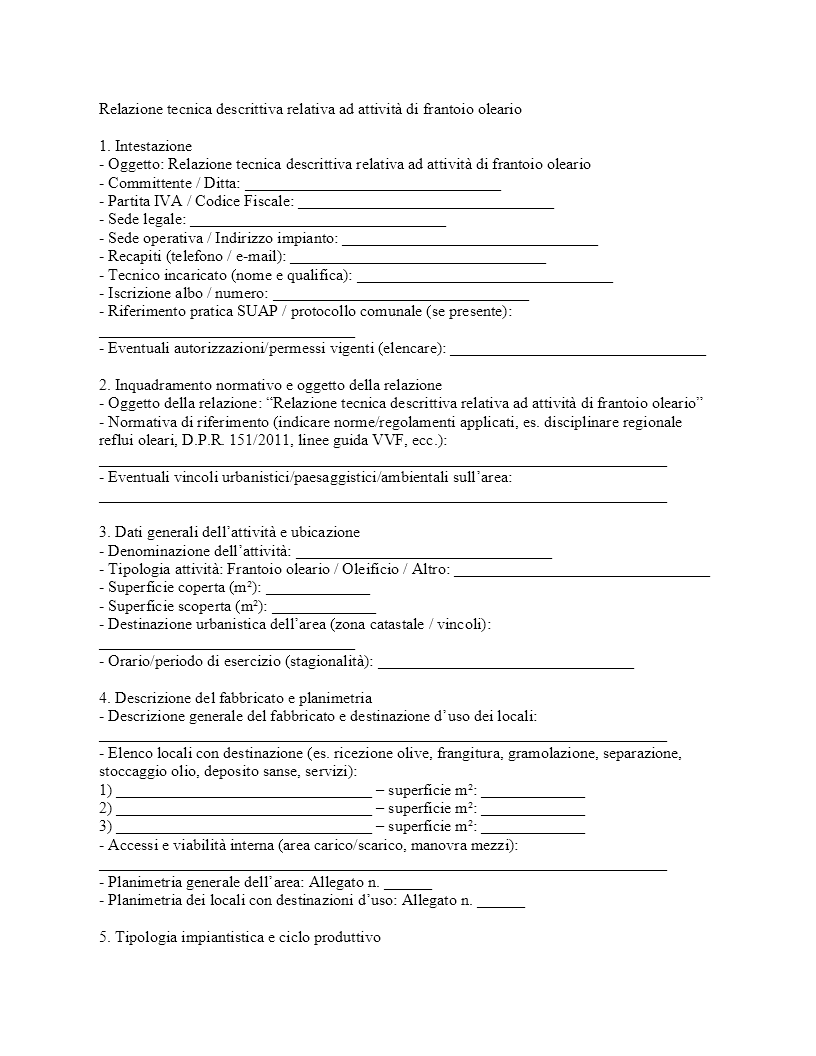 relazione tecnica frantoio oleario​
