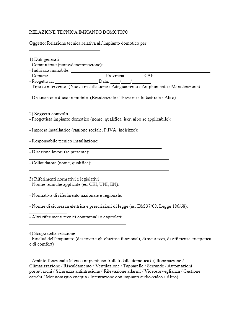 relazione tecnica impianto domotico​
